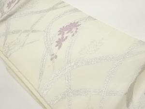 紗 花に芝模様織出し名古屋帯